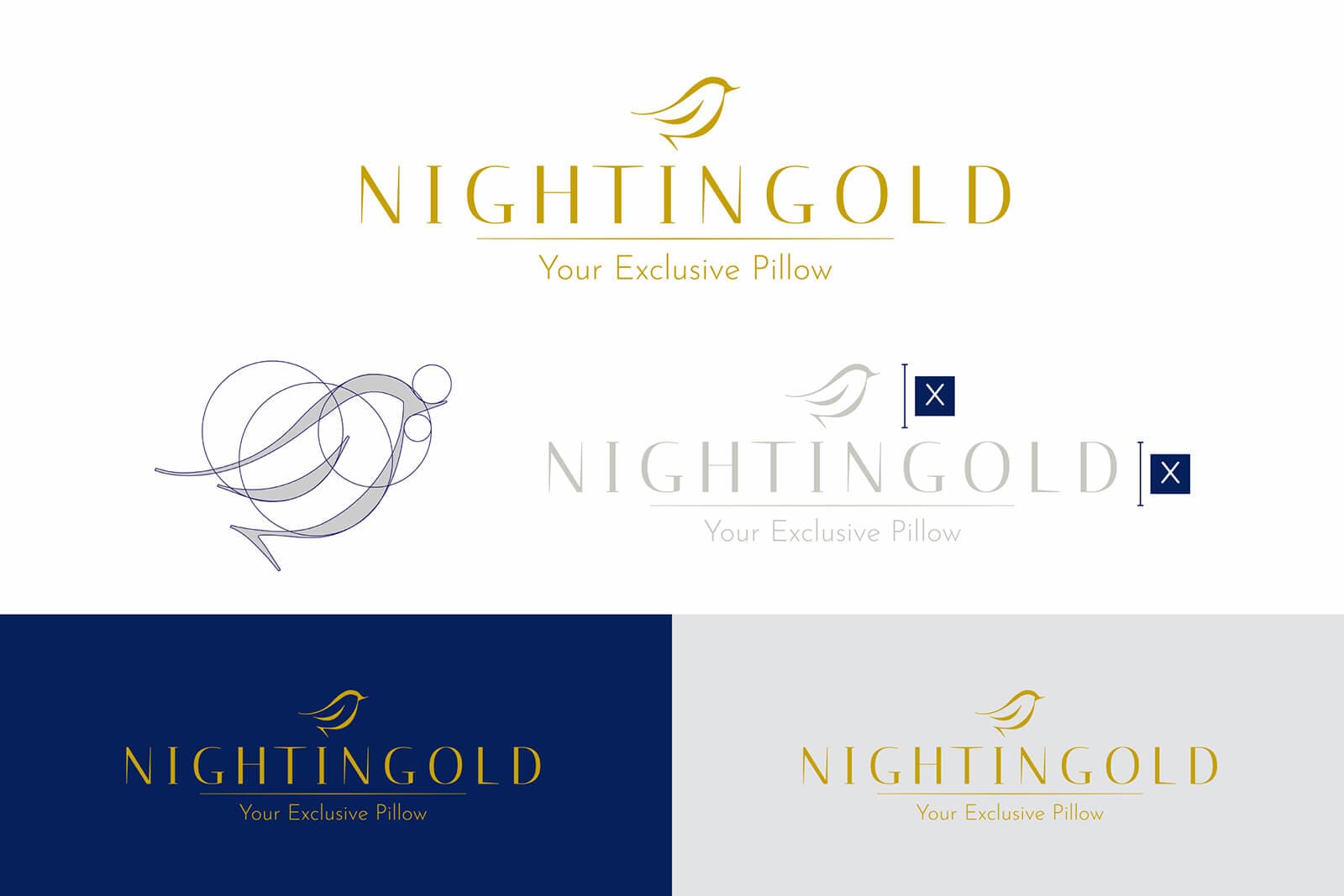 Costruzione del logo Nightingold con usignolo stilizzato