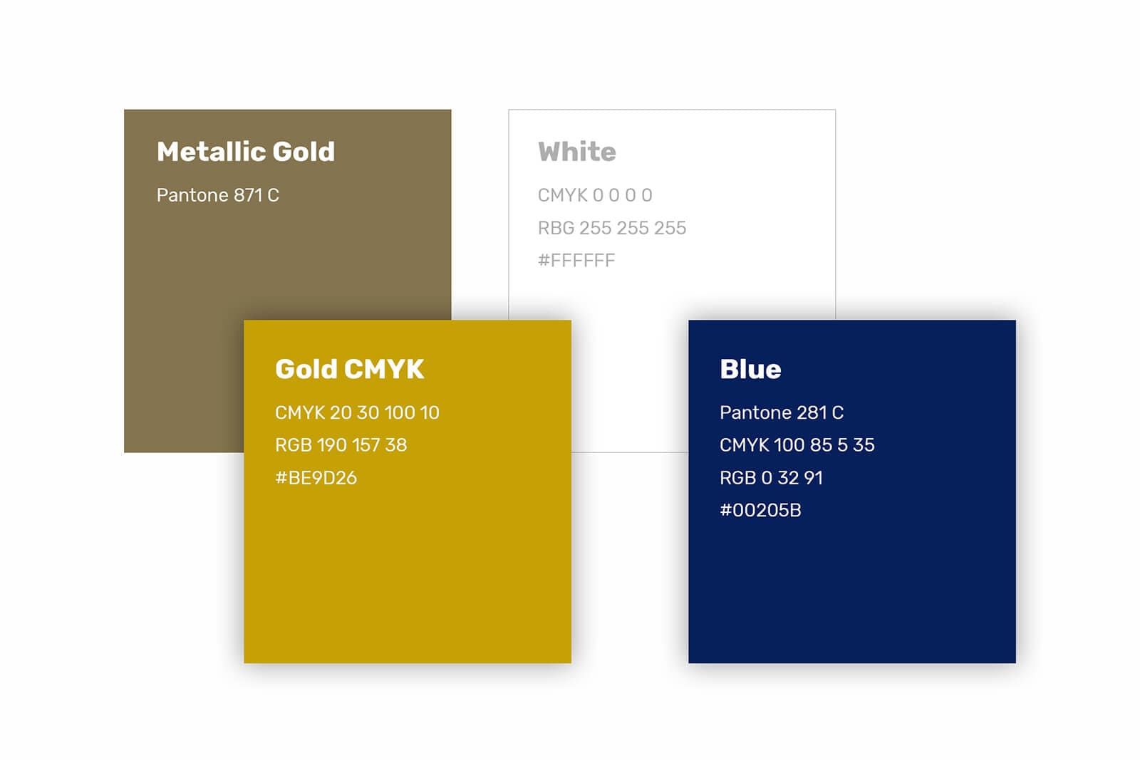 Palette colori e lettering della brand identity Nightingold, con l’oro come colore guida